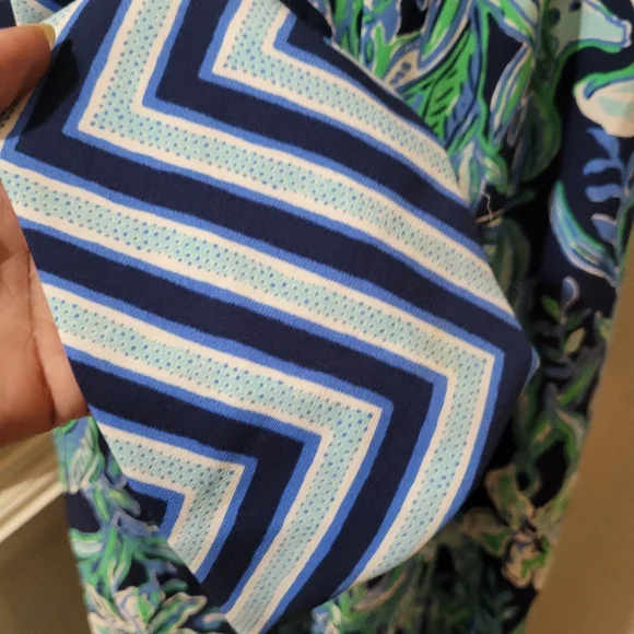 Lilly Pulitzer Blue Green Nila Jumpsuit with striped  fabric tie belt wide leg - Picture 10 of 16